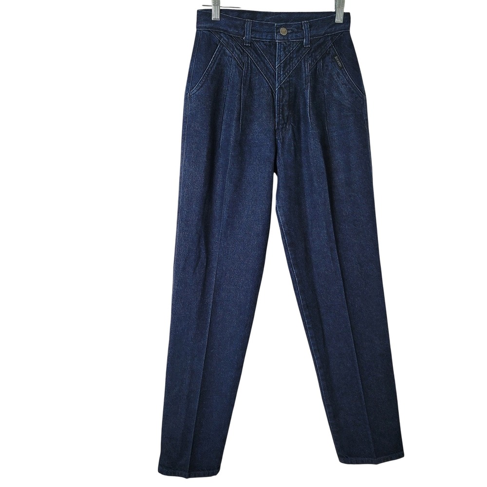 Vintage Rocky Mountain Western Jeans Dark Wash High Waist Pleated Tapered 29/9